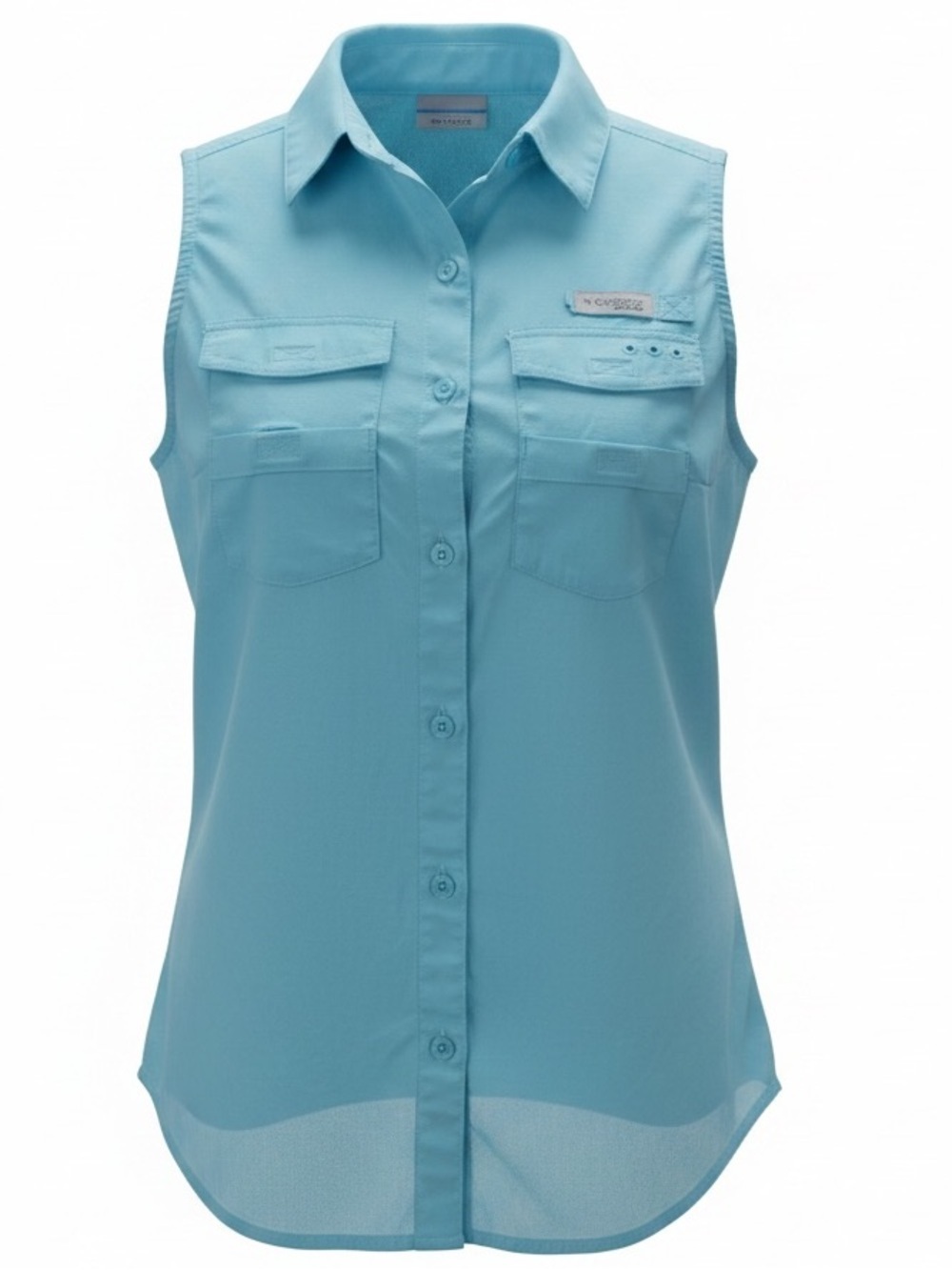 COLUMBIA SPORTSWEAR Performance Fishing Gear Sleeveless Front Button Top Aqua XS